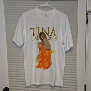 Anvil Tina Turner Live 2008 Concert White Tee with Orange and Gold Graphic